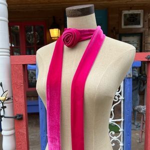 Velvet Rosette Skinny Scarf